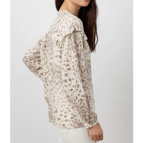 Rails | Lydia Top in Puma Ruffle Neck Tie Popover Top Rayon Chiffon Size S - Picture 13 of 13